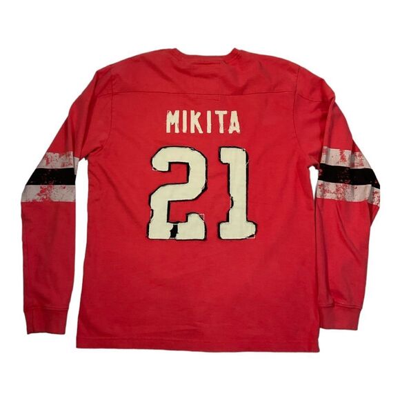 Chicago Blackhawks Men Size Large RED BLACK Alumni Raglan Stan Mikita #21 back. - Picture 7 of 16